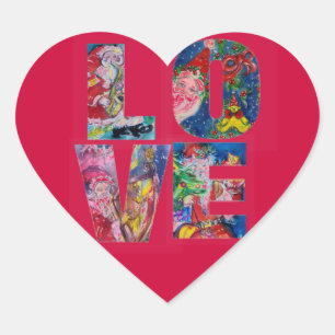 LOVE MUSICAL SANTA XMAS PARTY HEART STICKER