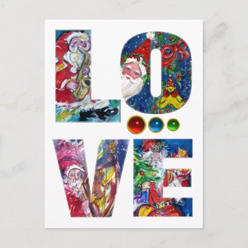 LOVE MUSICAL  SANTA XMAS PARTY HOLIDAY POSTCARD