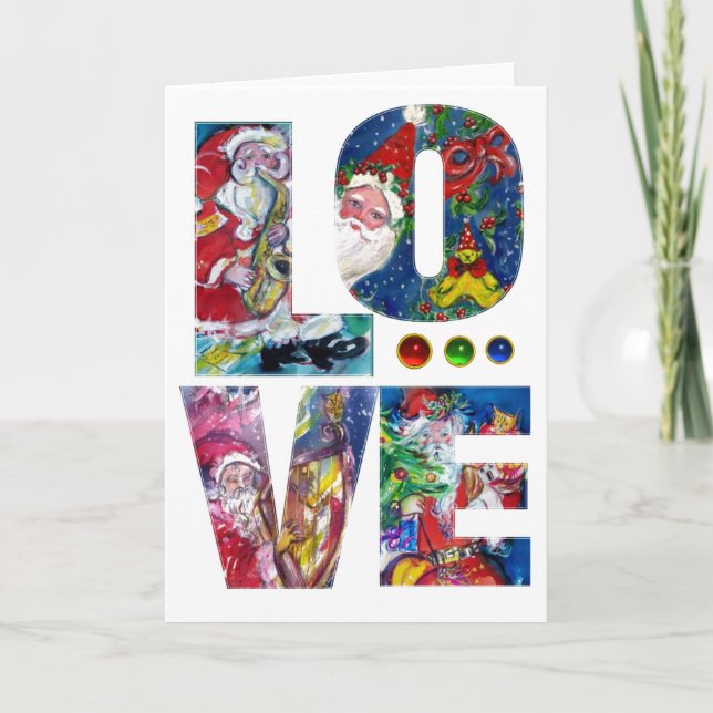 LOVE  MUSICAL  XMAS PARTY / SANTA AND SAX HOLIDAY CARD (Front)