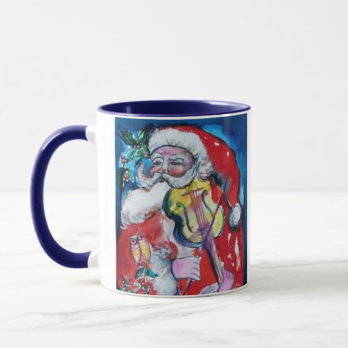 LOVE MUSICAL XMAS PARTY SANTA CLAUS VIOLIN PLAYER MUG