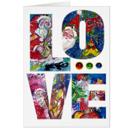 LOVE MUSICAL XMAS PARTY,SANTA WITH CHRISTMAS TREE CARD