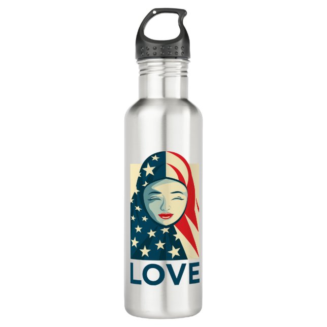 Love | Muslim Refugee Stainless Steel Water Bottle (Front)
