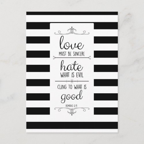 love must be sincere memory verse postcard