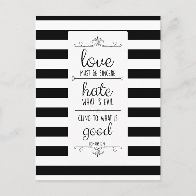 love must be sincere memory verse postcard (Front)