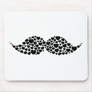Love mustache hearts mouse pad