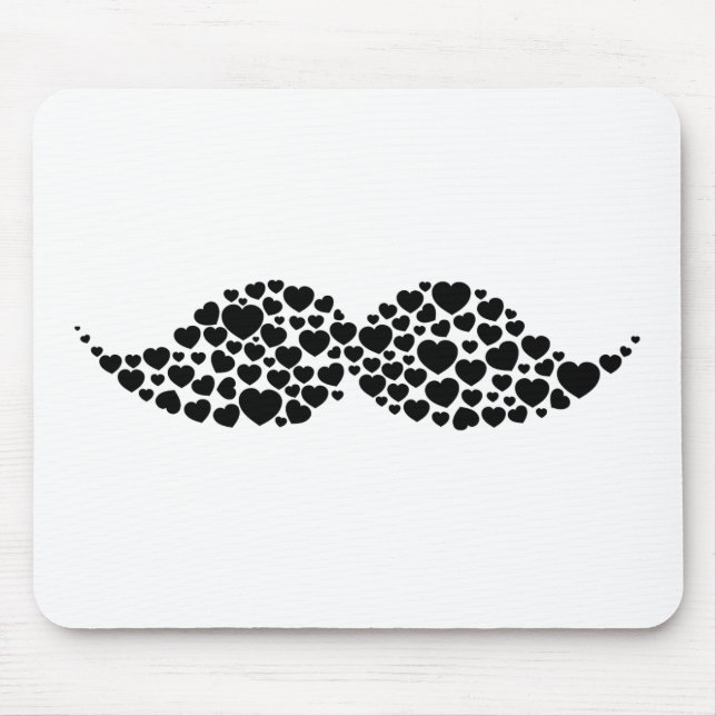 Love mustache hearts mouse pad (Front)