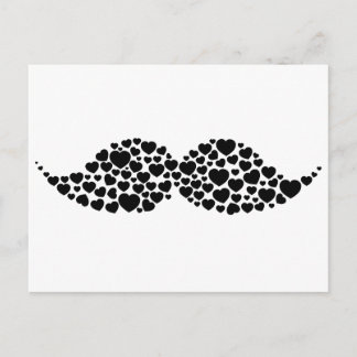 Love mustache hearts postcard