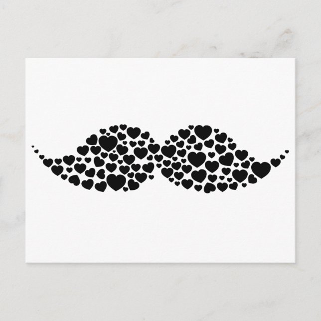 Love mustache hearts postcard (Front)