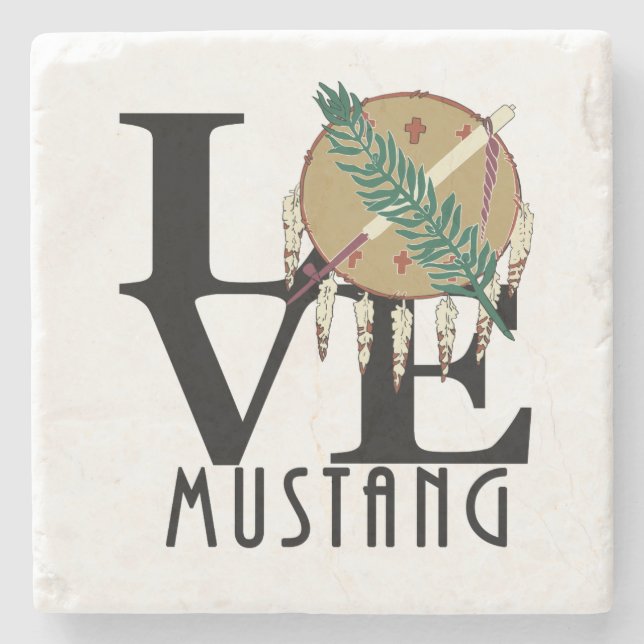 LOVE Mustang Oklahoma Stone Coaster (Front)