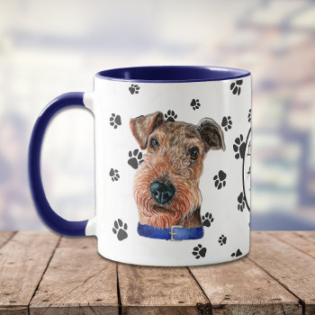 Love My Airedale Terrier Dog Pawprint Mug by DogVillage at Zazzle