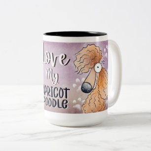 Love My Apricot Poodle Cartoon 15oz Two-Tone Coffee Mug