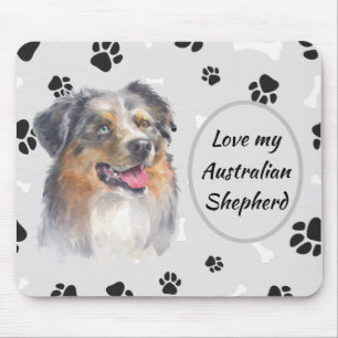 Love My Australian Shepherd Dog Pawprint Mouse Pa Mouse Pad