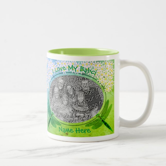 Love My Babci Daisies Polish Grandmother  Two-Tone Coffee Mug (Right)
