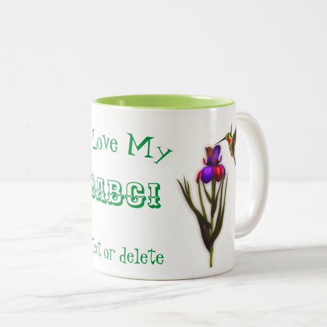 Love My Babci Hummingbird Personalized  Two-Tone Coffee Mug (Front Right)