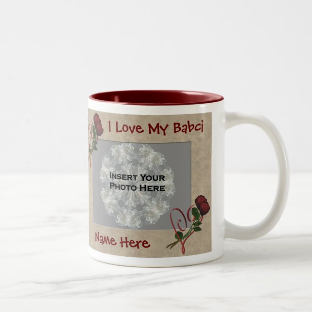 Love My Babci Roses Polish Grandmother Two-Tone Coffee Mug (Right)