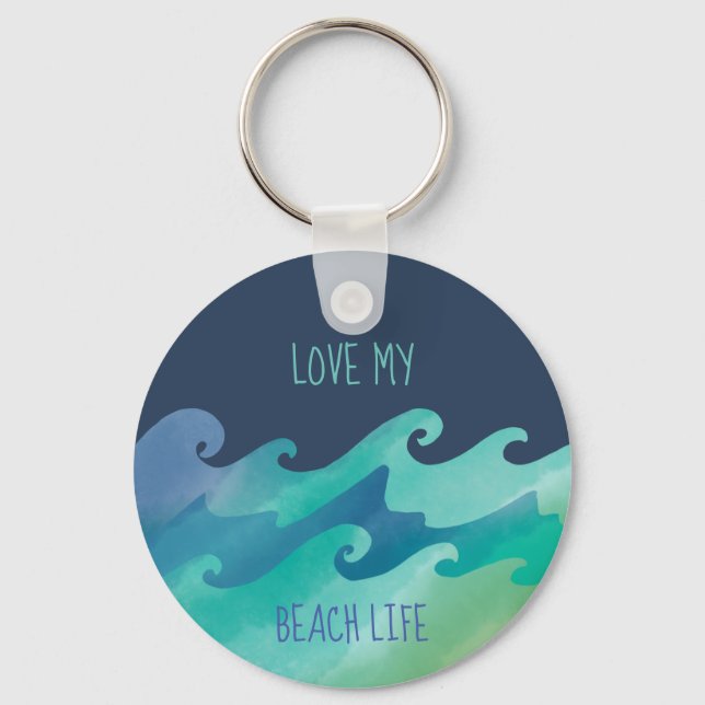 Love My Beach Life Waves Keychain (Front)