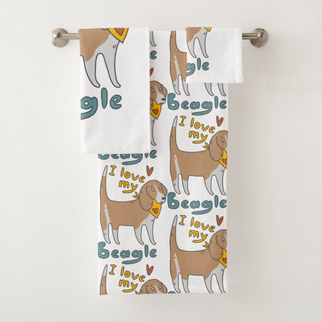 Love My Beagle Bath Towel Set (Insitu)