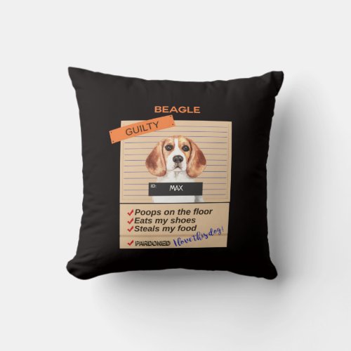 Love My Beagle despite Bad Habits                  Throw Pillow