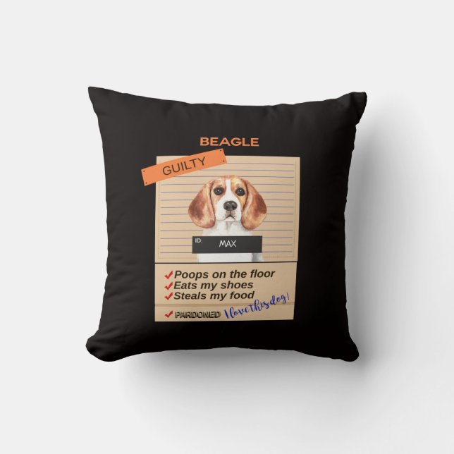Love My Beagle despite Bad Habits                  Throw Pillow (Front)