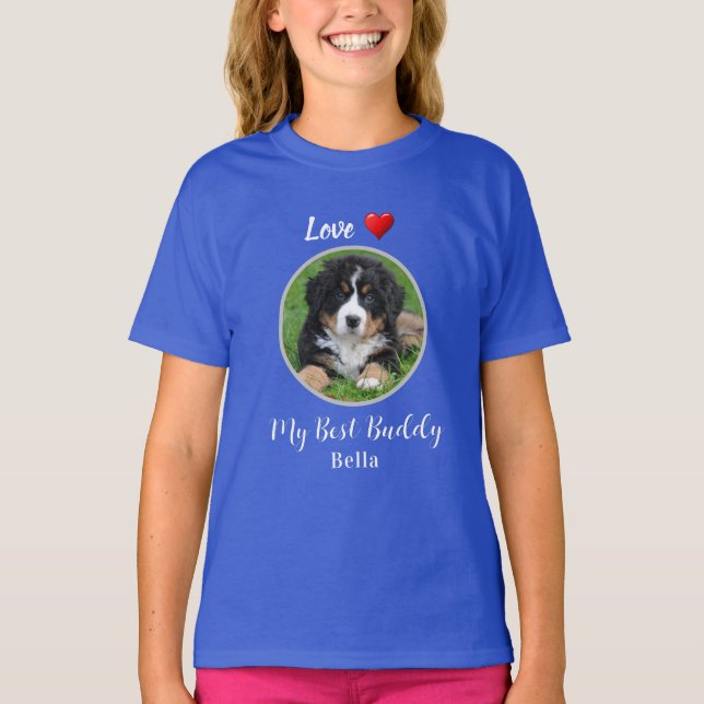 Love My Best Buddy personalized dog photo T-Shirt (Front)