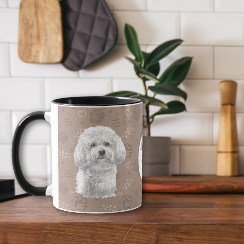 Love My Bichon Frise Dog Pawprint Mug