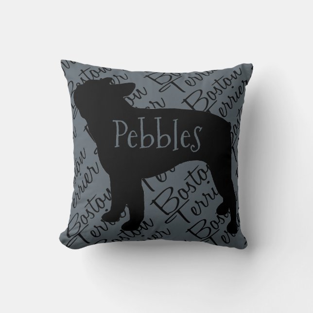 Love My Boston Terrier Dog Throw Pillow (Front)