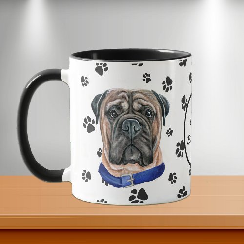 Love My Bullmastiff Dog Pawprint Mug