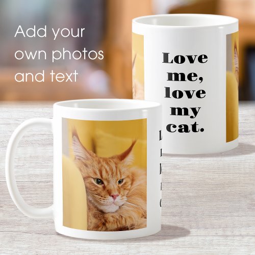 Love My Cat Fun Custom Pet Photo Text Coffee Mug