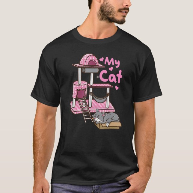 Love My Cat Paws Kitty Condos Tower Joke Cat Tree T-Shirt (Front)