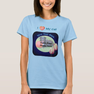 Love My Cat Pink Tulips Frame Your Photo T-Shirt