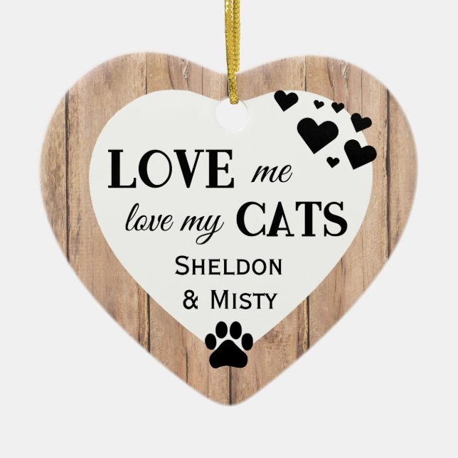 Love my Cats Rustic Ceramic Ornament (Front)