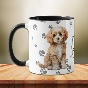 Love My Cavapoo Dog Pawprint Pattern Mug