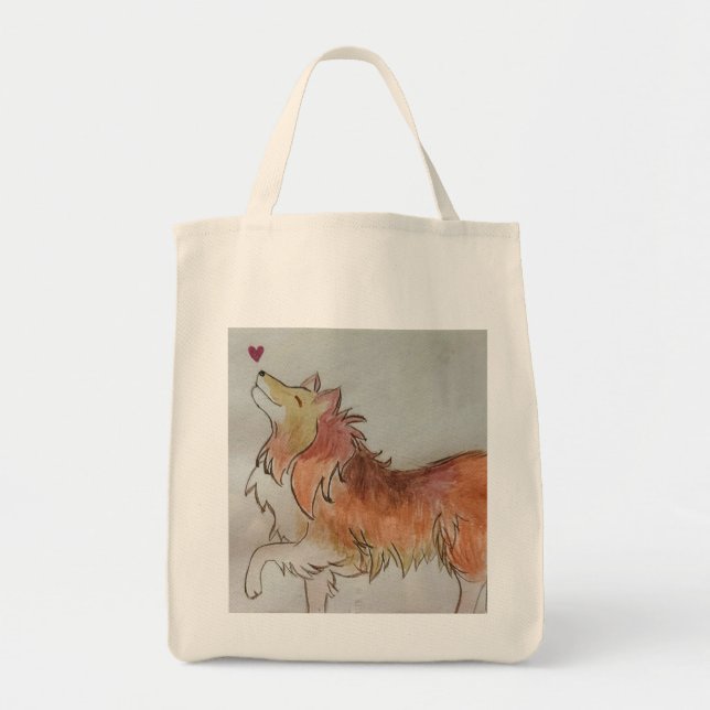 Love My Collie Shopping Tote (Front)