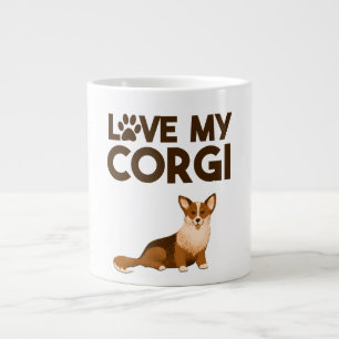 LOVE MY CORGI with Dog Illustration Giant Coffee Mug