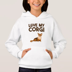 LOVE MY CORGI with Dog Illustration Hoodie