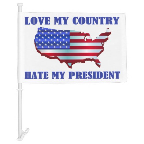 Love My Country Hate My President Car Flag