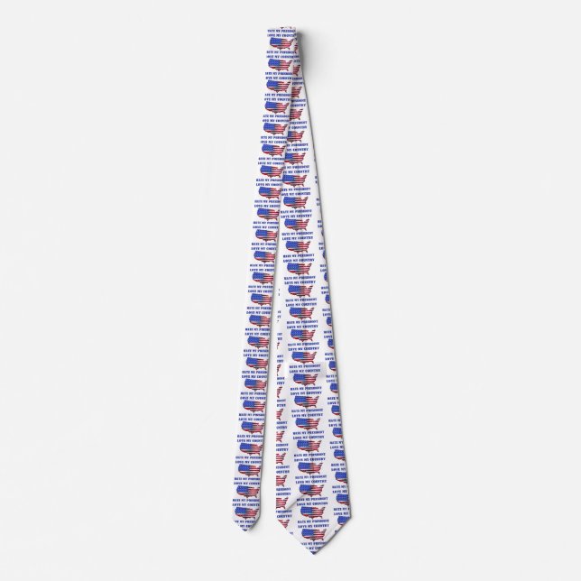 Love My Country Hate My President Neck Tie (Back)