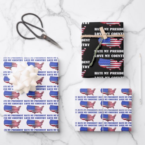 Love My Country Hate My President Wrapping Paper Sheets