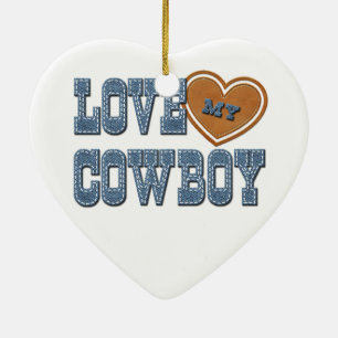 Love My Cowboy Ceramic Ornament