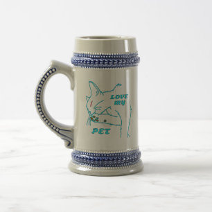 LOVE MY CUTE AQUA PET CAT BEER STEIN