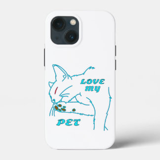 LOVE MY CUTE AQUA PET CAT iPhone 13 MINI CASE