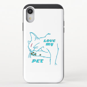 LOVE MY CUTE AQUA PET CAT iPhone XR SLIDER CASE