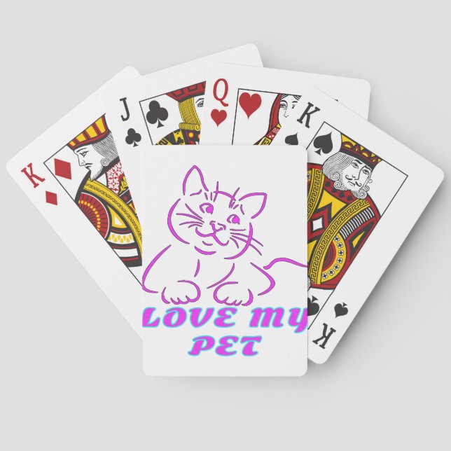 LOVE MY CUTE PINK PET CAT POKER CARDS (Back)