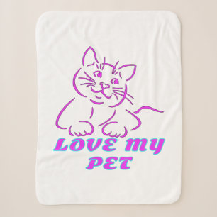 LOVE MY CUTE PINK PET CAT SHERPA BLANKET