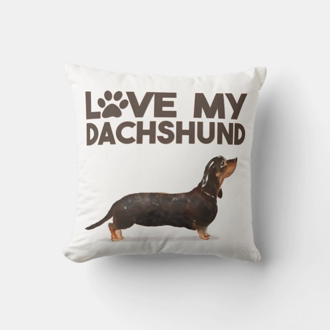LOVE MY DACHSHUND THROW PILLOW (Front)