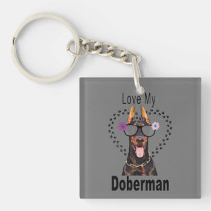 Love My Doberman Keychain