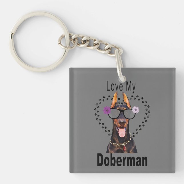 Love My Doberman Keychain (Front)