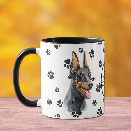 Love My Doberman Pinscher Dog Pawprint Mug