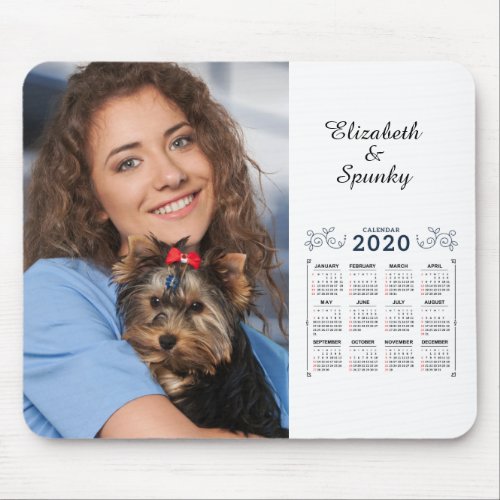 Love My Dog 2020 Yearly Calendar Photo Mouse Pad