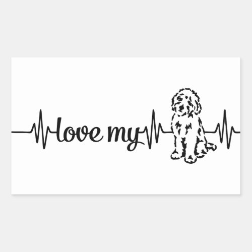 Love My Doodle Heartbeat Rectangular Sticker